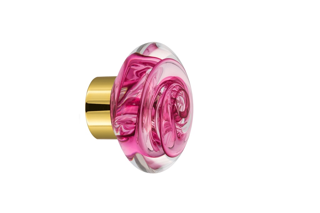 [67401230-3542119] Door knob collection Tubes de bulles - Fuchsia Pink - Disc Ø55 mm (Cabinet, Polished Brass)