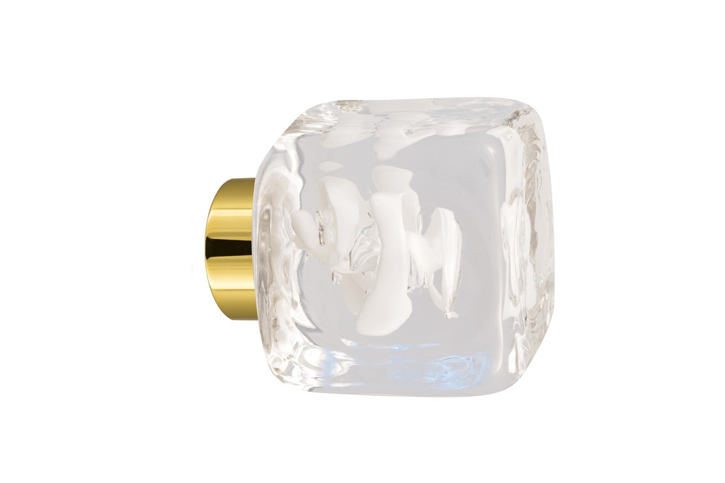 [40401Z74-3542119] Door knob collection Tubes de bulles - White - Cube 45 × 45 mm (Cabinet, Polished Brass)