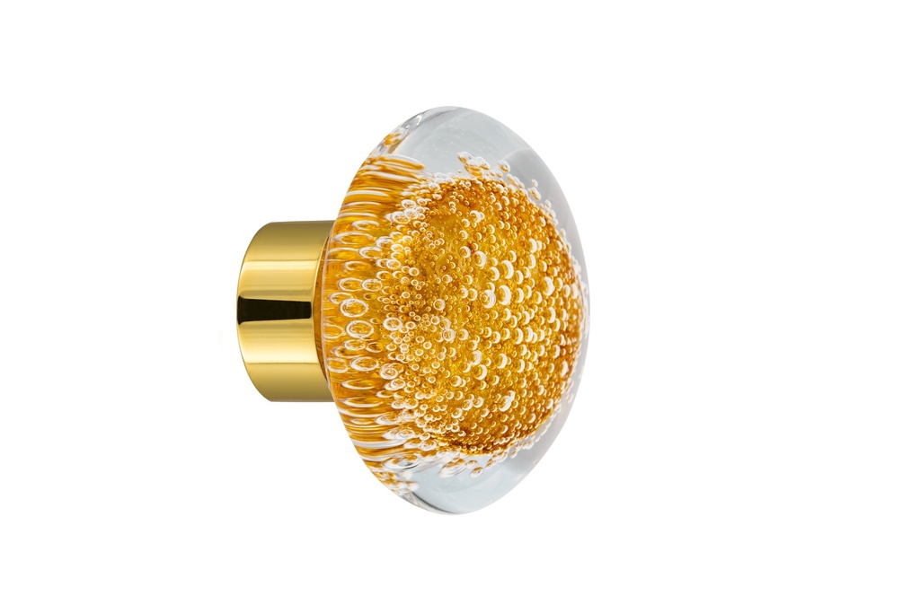 [67402019-3542123] Bouton de porte collection Microbulles - Jaune Topaze - Cube 45 × 45 mm (Placard, Laiton Poli)