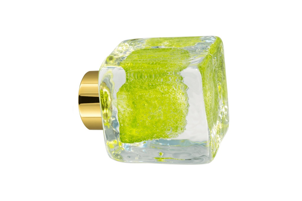 [67402021-3542123] Bouton de porte collection Microbulles - Vert Anis - Cube 45 × 45 mm (Placard, Laiton Poli)