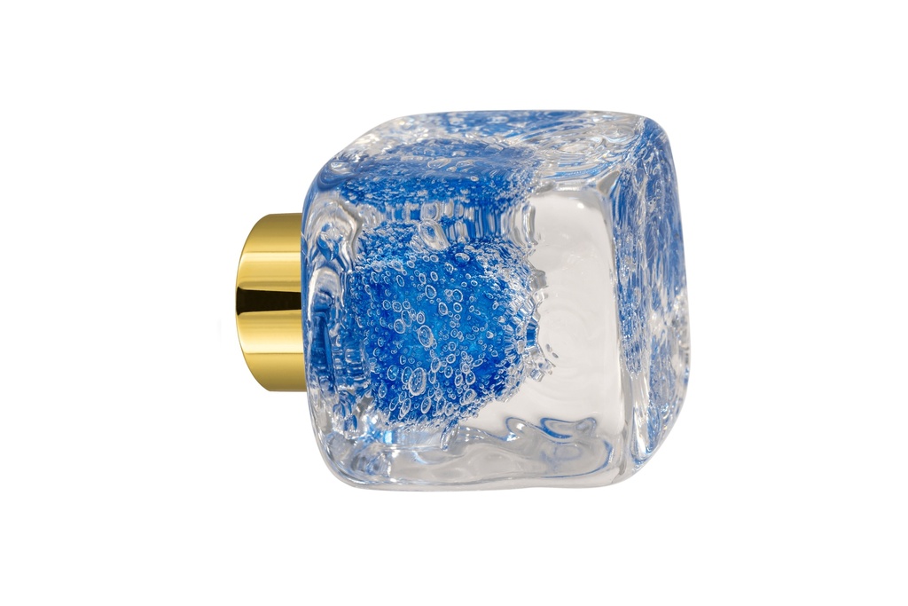 [40402045-3542123] Bouton de porte collection Microbulles - Bleu - Cube 45 × 45 mm (Placard, Laiton Poli)