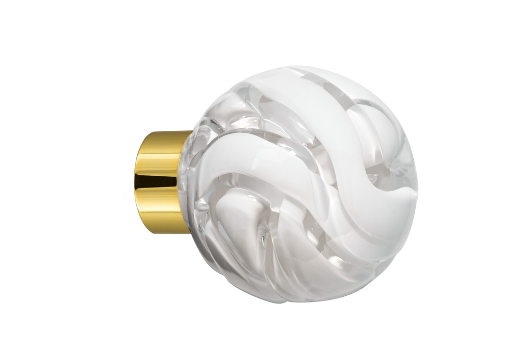 [66101Z74-3542122] Bouton de porte collection Lavallière - Blanc - Sphérique Ø55 mm (Placard, Laiton Poli)