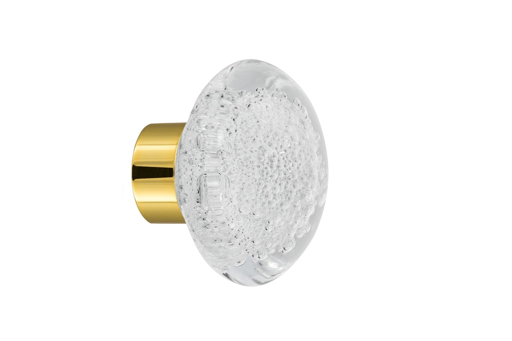 [67402000-3542123] Door knob collection Microbulles - Clear - Disc Ø55 mm (Cabinet, Polished Brass)