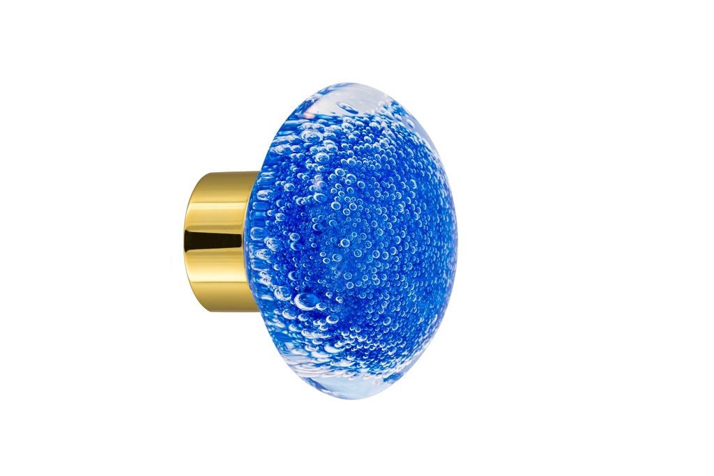 [67402045-3542123] Bouton de porte collection Microbulles - Bleu - Disque Ø55 mm (Placard, Laiton Poli)