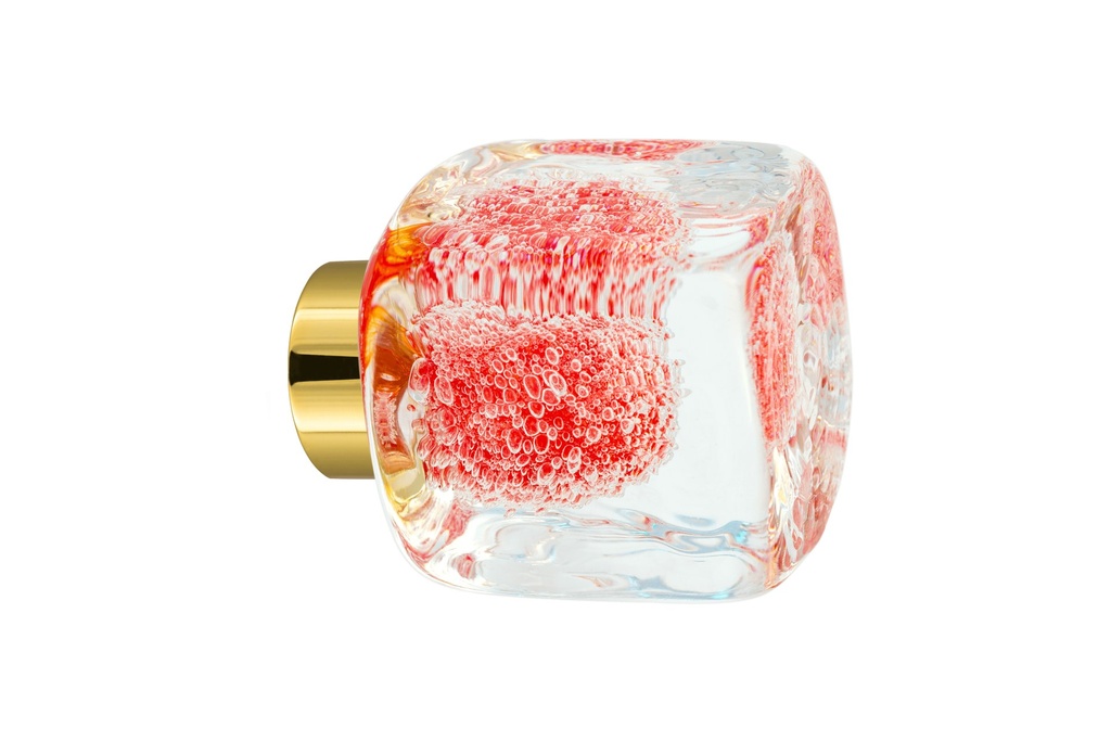 [67402122-3542123] Door knob collection Microbulles - Chili Red - Disc Ø55 mm (Cabinet, Polished Brass)