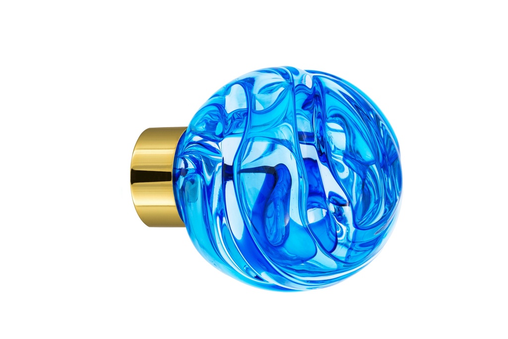 [66101045-3542122] Door knob collection Lavallière - Blue - Spherical Ø55 mm (Cabinet, Polished Brass)