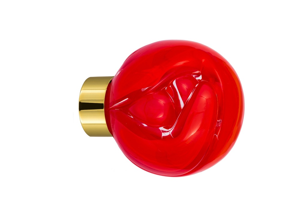 [66101122-3542122] Bouton de porte collection Lavallière - Rouge Chili - Sphérique Ø55 mm (Placard, Laiton Poli)