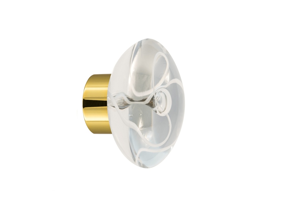 [67416Z74-3542121] Bouton de porte collection Chantilly - Blanc - Disque Ø55 mm (Placard, Laiton Poli)