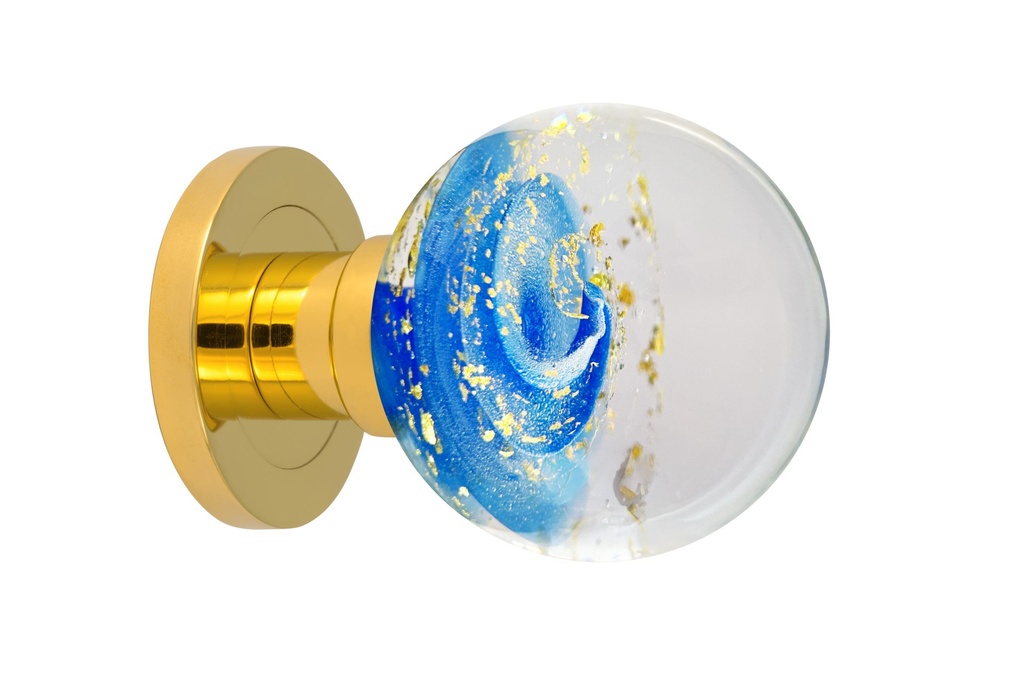 Door knob collection Bahrein - Bleu + Or - Spherical Ø55 mm (Cabinet, Polished Brass)