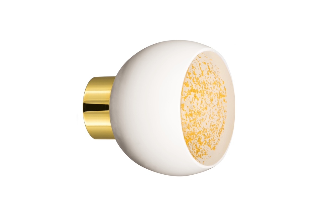 Door knob collection Mateus - White + Gold - Smooth, truncated sphere Ø55 mm