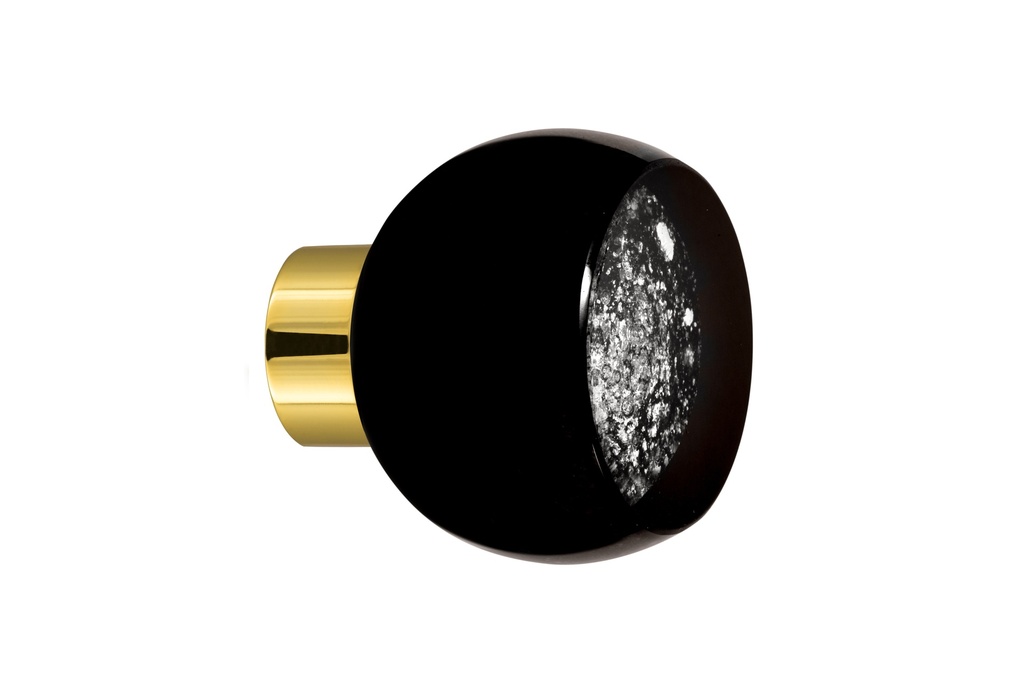 [75104095A-3542126] Bouton de porte collection Mateus - Noir + Argent - Lisse, sphère tronquée Ø55 mm (Placard, Laiton Poli)