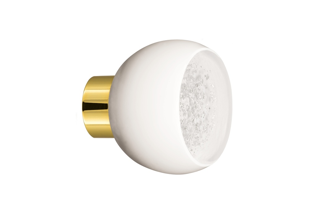 [75104Z74A-3542126] Bouton de porte collection Mateus - Blanc + Argent - Lisse, sphère tronquée Ø55 mm (Placard, Laiton Poli)