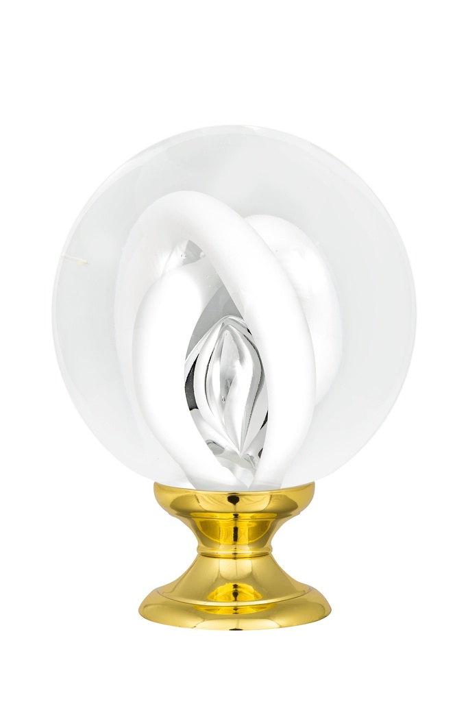 [65401Z74-42103119] Boule d'escalier collection Tubes de Bulles - Blanc (Embase Classique, Laiton Poli)