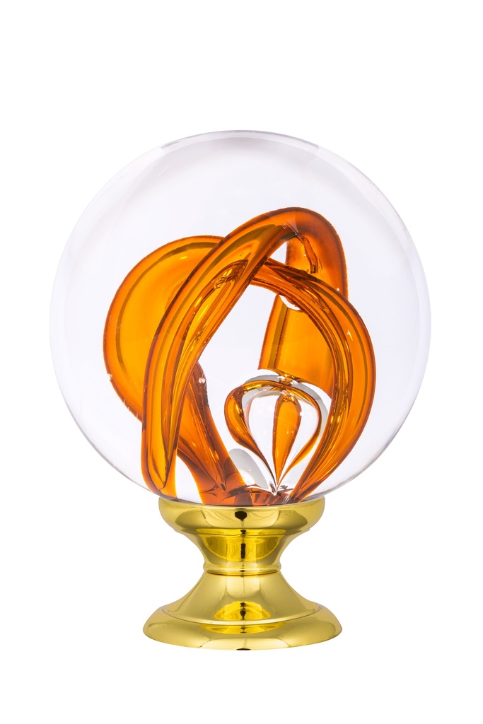 [65401019-42103119] Boule d'escalier collection Tubes de Bulles - Jaune Topaze (Embase Classique, Laiton Poli)