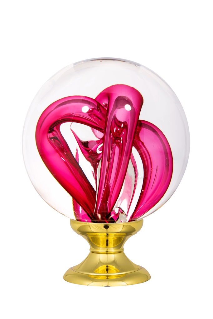 [65401230-42103119] Boule d'escalier collection Tubes de Bulles - Rose Fuchsia (Embase Classique, Laiton Poli)