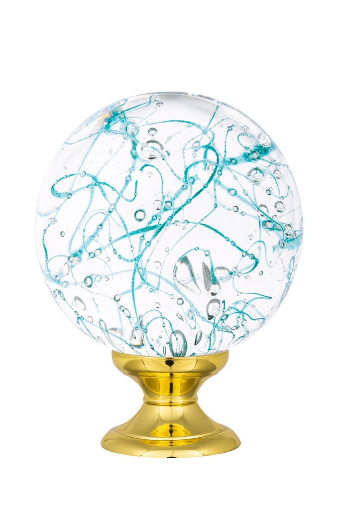[65404033-42103131] Boule d'escalier collection Perlées - Vert Emeraude (Embase Classique, Laiton Poli)