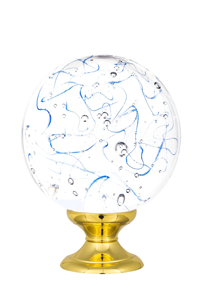 [65404045-42103131] Boule d'escalier collection Perlées - Bleu (Embase Classique, Laiton Poli)