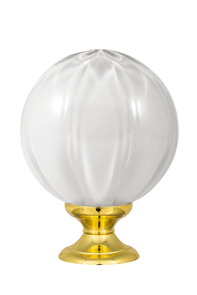 [65431Z74-42103132] Boule d'escalier collection Cara - Blanc (Embase Classique, Laiton Poli)