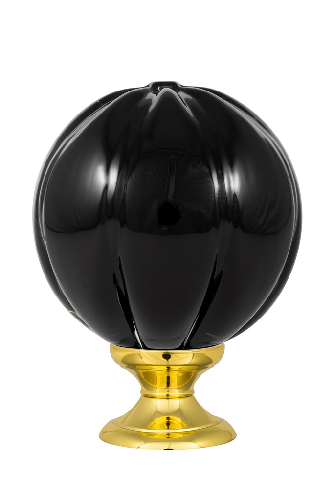 [65431095-42103132] Staircase finial collection Cara - Black (Standard Base, Polished Brass)