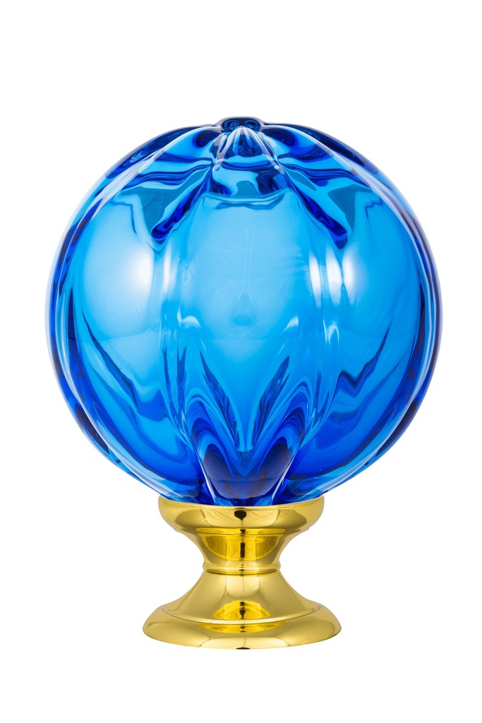 [65431045-42103132] Staircase finial collection Cara - Blue (Standard Base, Polished Brass)