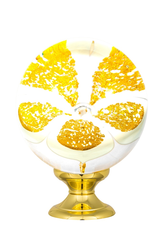[65403ORW-42103135] Staircase finial collection Orchidée - White + Gold (Standard Base, Polished Brass)