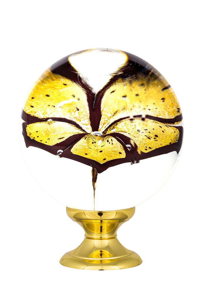 [65403ORR-42103135] Boule d'escalier collection Orchidée - Or et Rubis (Embase Classique, Laiton Poli)