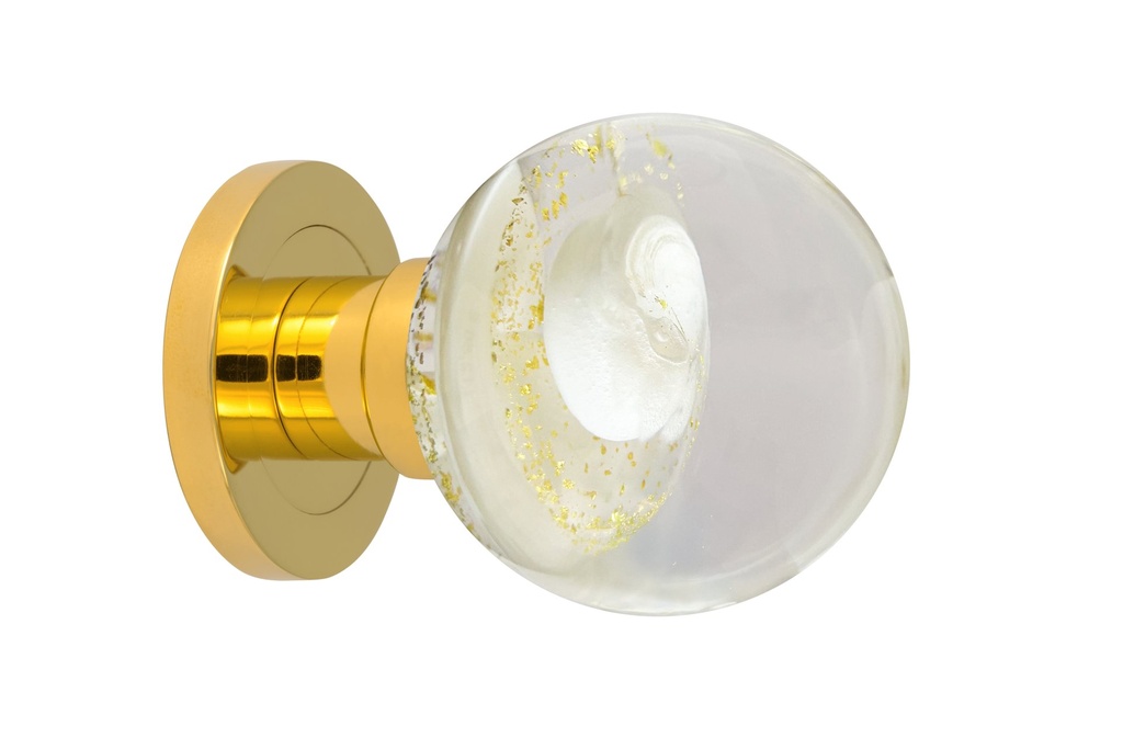 Door knob collection Bahrein - White + Gold - Spherical Ø55 mm (Cabinet, Polished Brass)