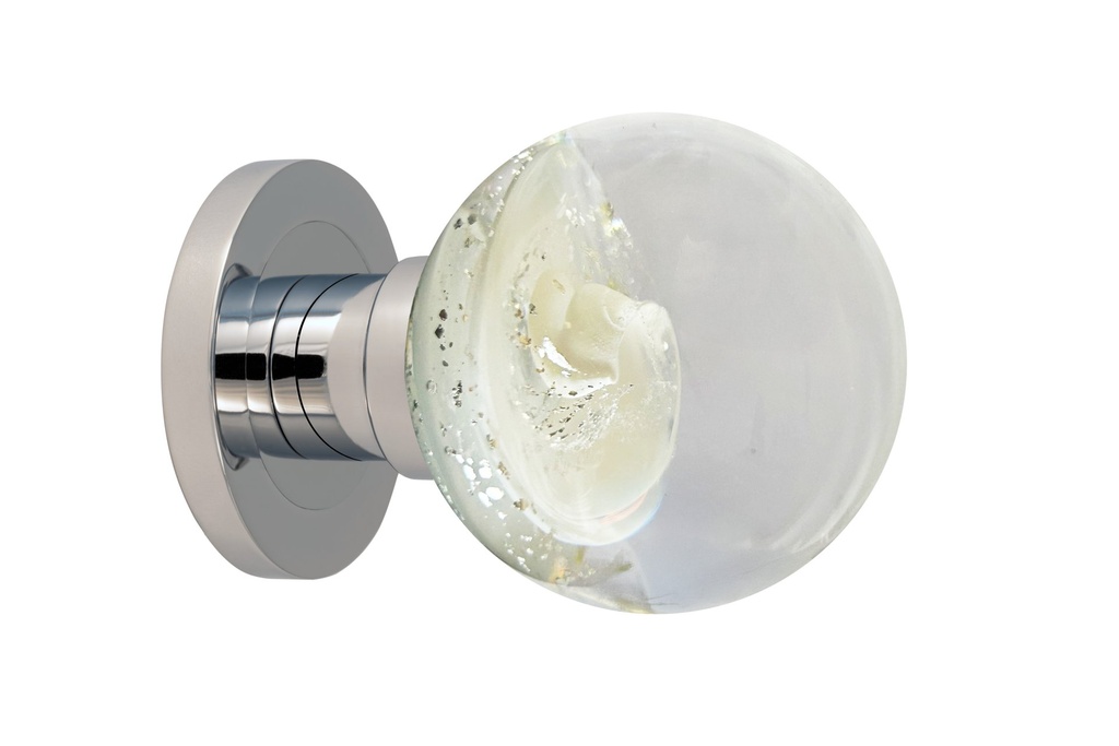 Bouton de porte collection Bahrein - Blanc + Argent - Sphérique Ø55 mm (Placard, Laiton Poli)