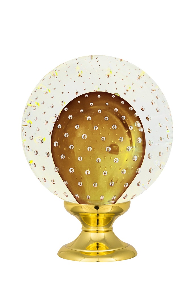 Staircase finial collection Ananas - Topaz Yellow (Standard Base, Polished Brass)