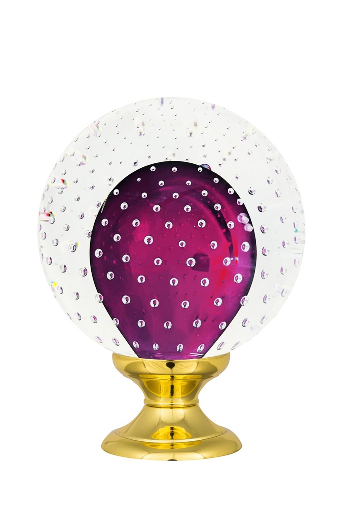 Boule d'escalier collection Ananas - Rose Fuchsia (Embase Classique, Laiton Poli)