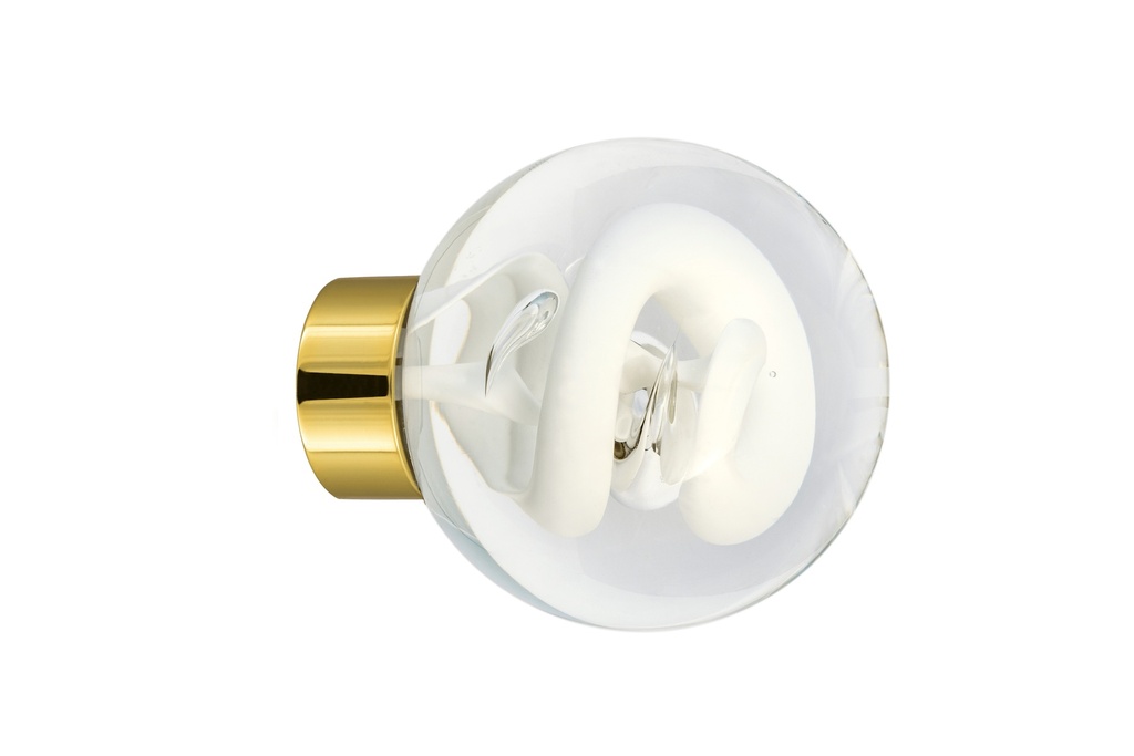[66401Z74-3542119] Door knob collection Tubes de bulles - White - Spherical Ø55 mm (Cabinet, Polished Brass)