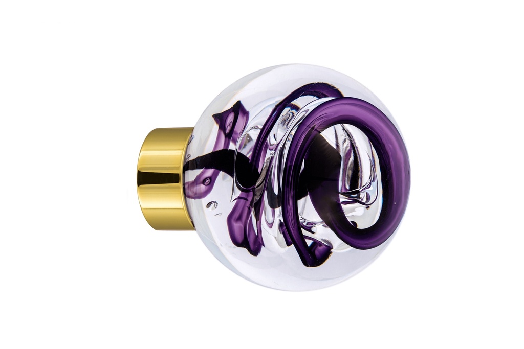 [66401014-3542119] Door knob collection Tubes de bulles - Hyacinth - Spherical Ø55 mm (Cabinet, Polished Brass)