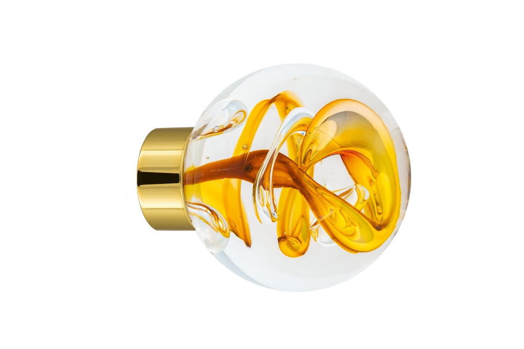 [66401019-3542119] Door knob collection Tubes de bulles - Topaz Yellow - Spherical Ø55 mm (Cabinet, Polished Brass)