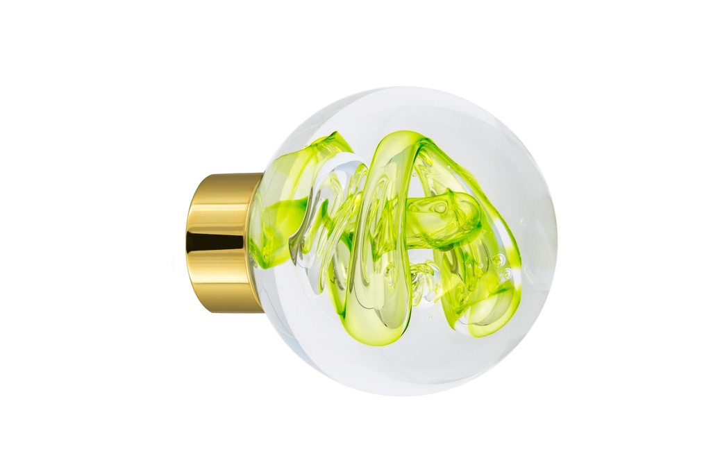 [66401021-3542119] Bouton de porte collection Tubes de bulles - Vert Anis - Sphérique Ø55 mm (Placard, Laiton Poli)