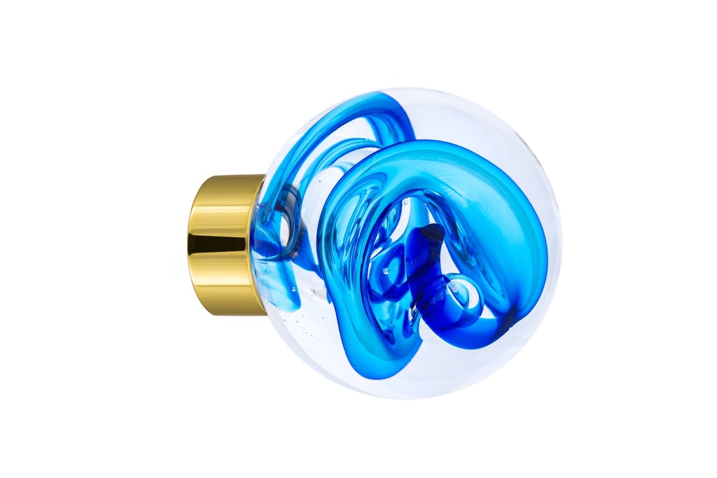 [66401045-3542119] Door knob collection Tubes de bulles - Blue - Spherical Ø55 mm (Cabinet, Polished Brass)
