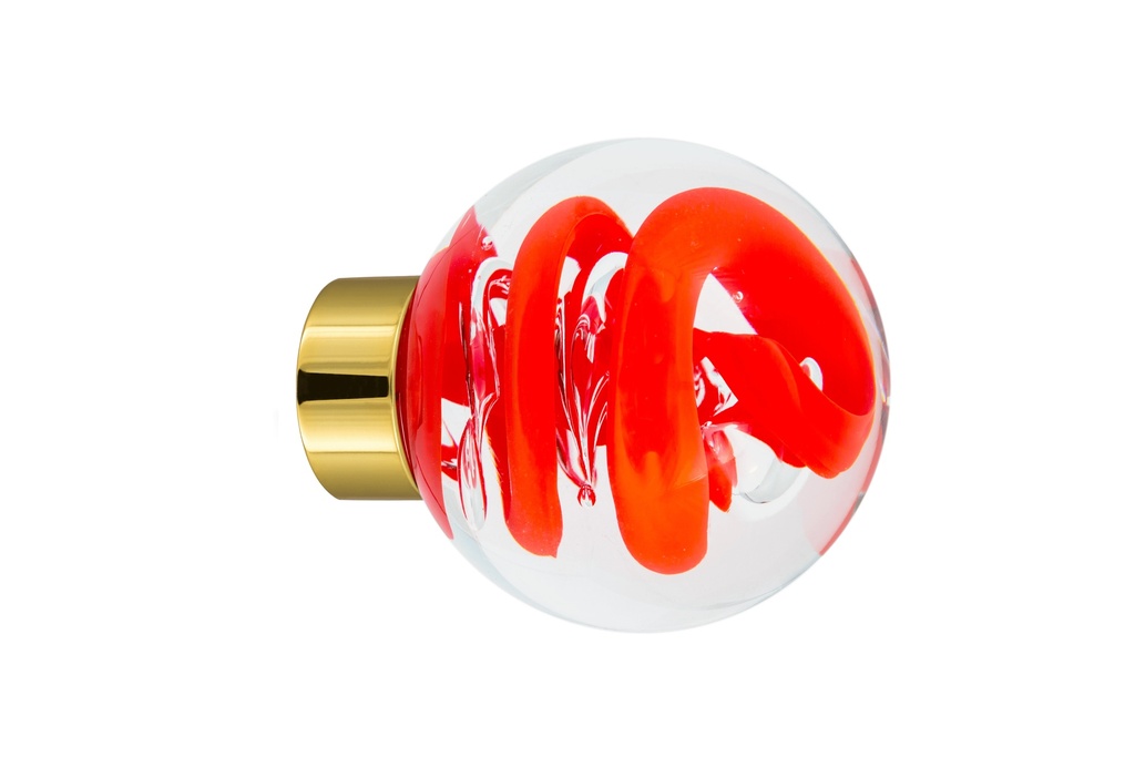 [66401122-3542119] Door knob collection Tubes de bulles - Chili Red - Spherical Ø55 mm (Cabinet, Polished Brass)