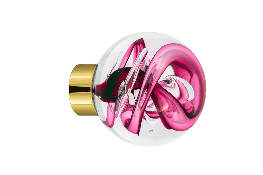 [40401230-3542119] Bouton de porte collection Tubes de bulles - Rose Fuchsia - Sphérique Ø55 mm (Placard, Laiton Poli)