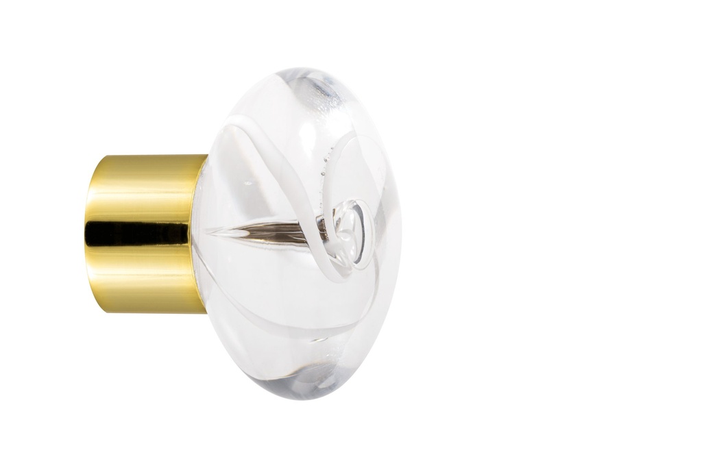 [59416Z74-3242121] Furniture knob collection Chantilly - White - Disc Ø35 mm (Furniture knob base - Polished Brass)