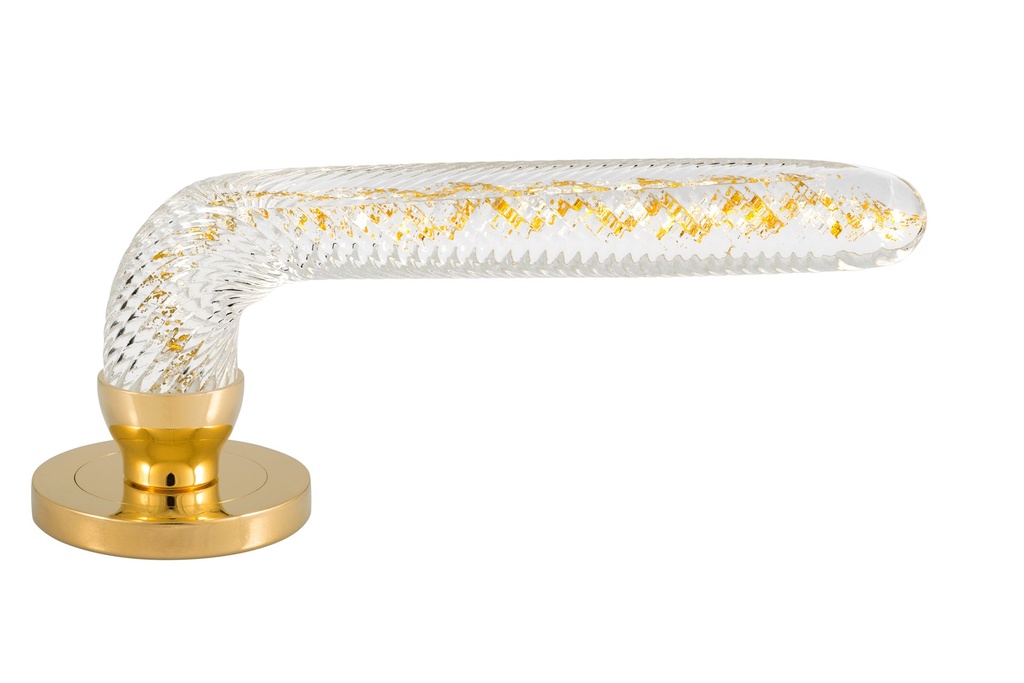 Poignée de porte collection Winglass - Argent + Or - Torsadée 168 × 57 mm (Laiton Poli)