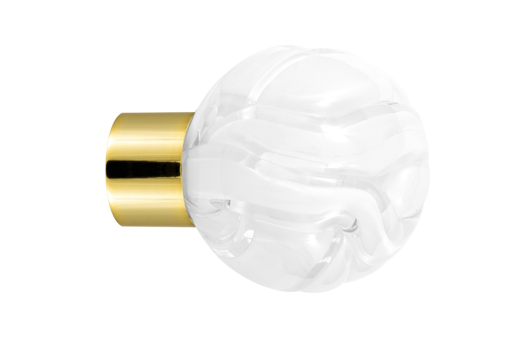 [62101Z74-3242122] Bouton de meuble collection Lavallière - Blanc - Sphérique Ø35 mm (Embase meuble - Laiton Poli)
