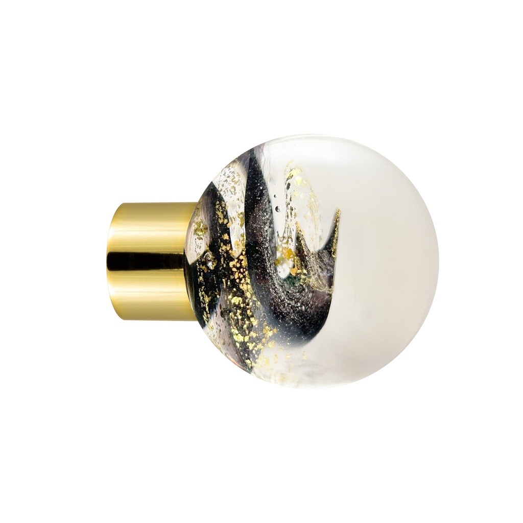 [62427095G-3242128] Bouton de meuble collection Bahrein - Noir + Or - Sphérique Ø35 mm (Embase meuble - Laiton Poli)