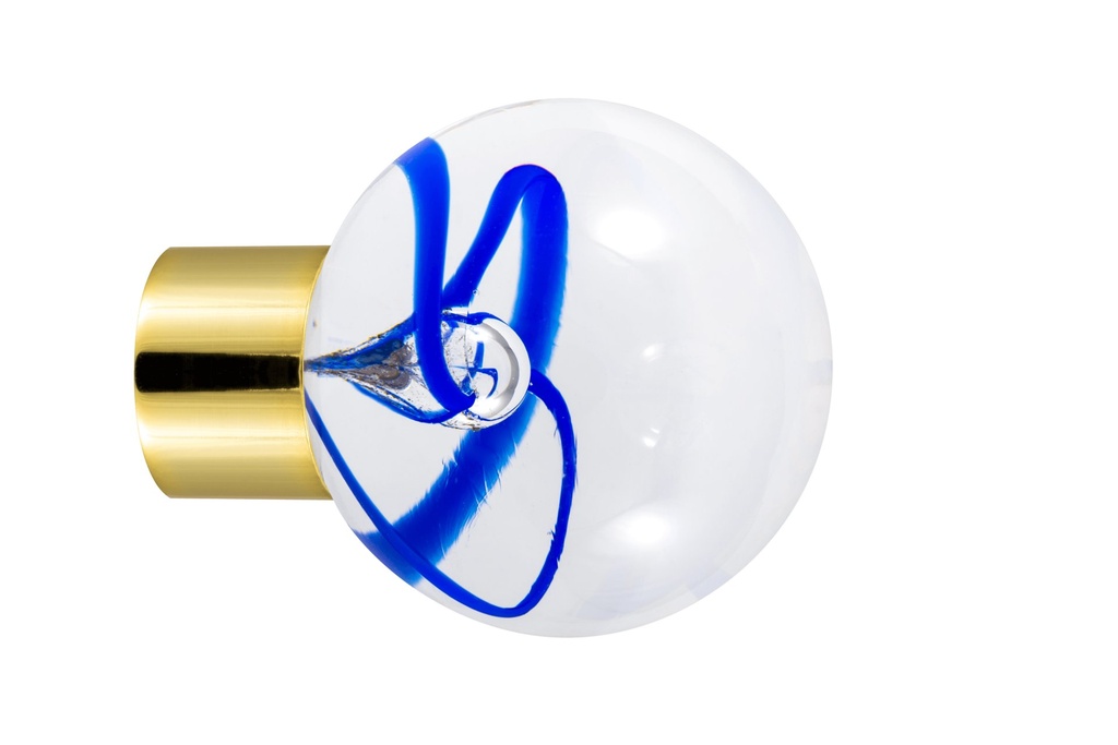 [59416045-3242121] Bouton de meuble collection Chantilly - Bleu - Sphérique Ø35 mm (Embase meuble - Laiton Poli)
