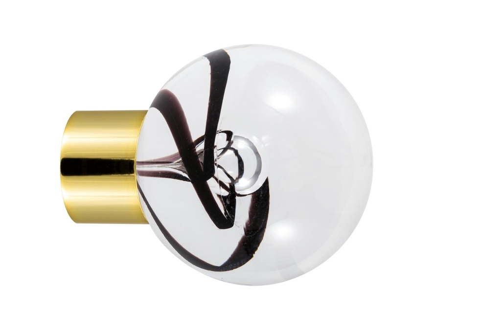 [59416095-3242121] Furniture knob collection Chantilly - Black - Spherical Ø35 mm (Furniture knob base - Polished Brass)