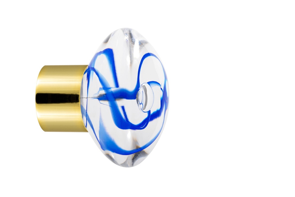 [59416045-3242121] Bouton de meuble collection Chantilly - Bleu - Disque Ø35 mm (Embase meuble - Laiton Poli)