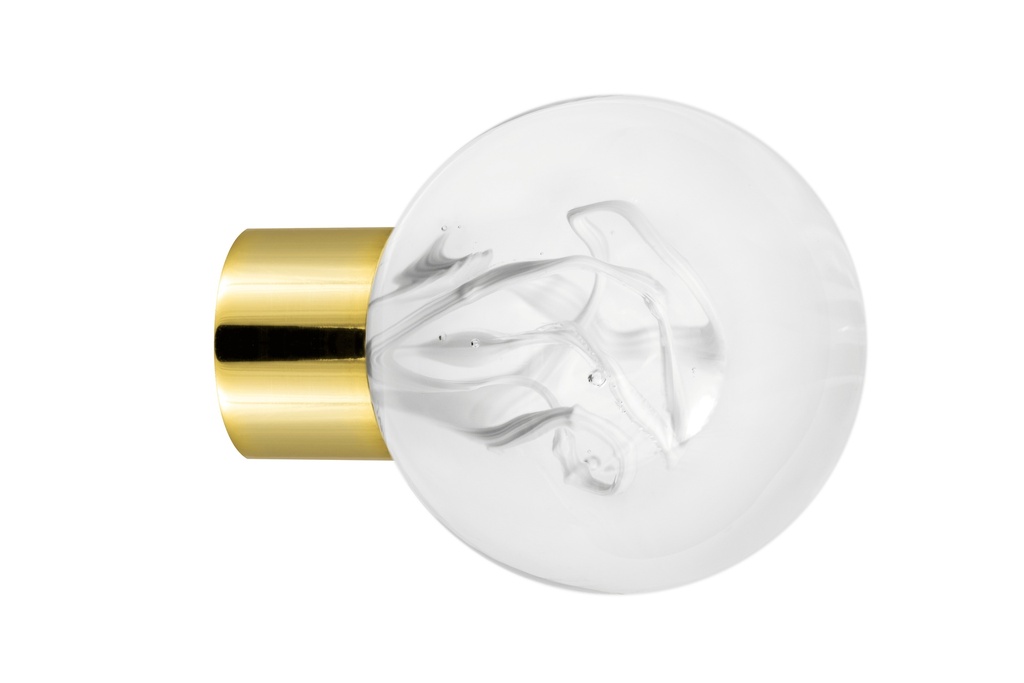 [62401000-3242119] Furniture knob collection Tubes de Bulles - White - Spherical Ø35 mm (Furniture knob base - Polished Brass)