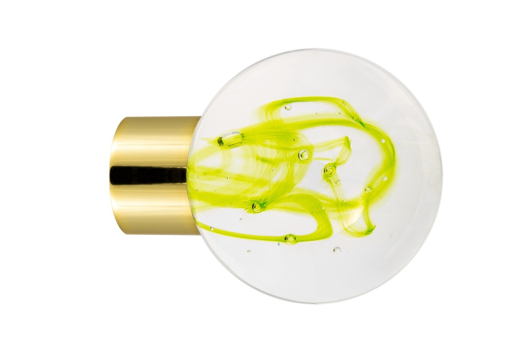 [62401021-3242119] Bouton de meuble collection Tubes de Bulles - Vert Anis - Sphérique Ø35 mm (Embase meuble - Laiton Poli)