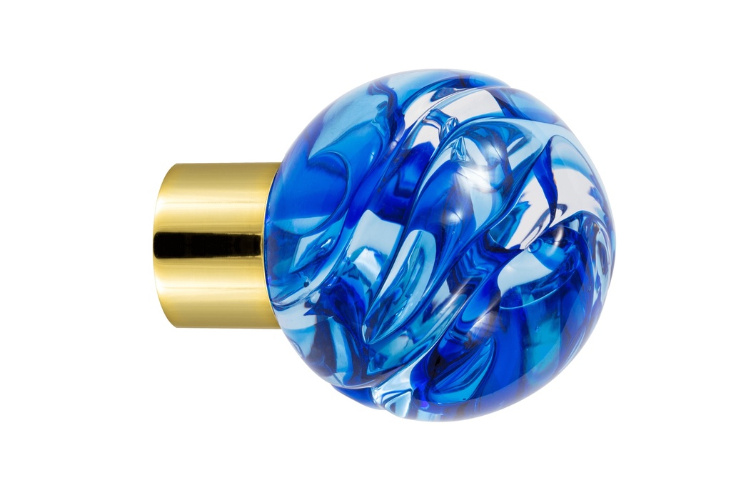 [62101045-3242122] Furniture knob collection Lavallière - Blue - Spherical Ø35 mm (Furniture knob base - Polished Brass)