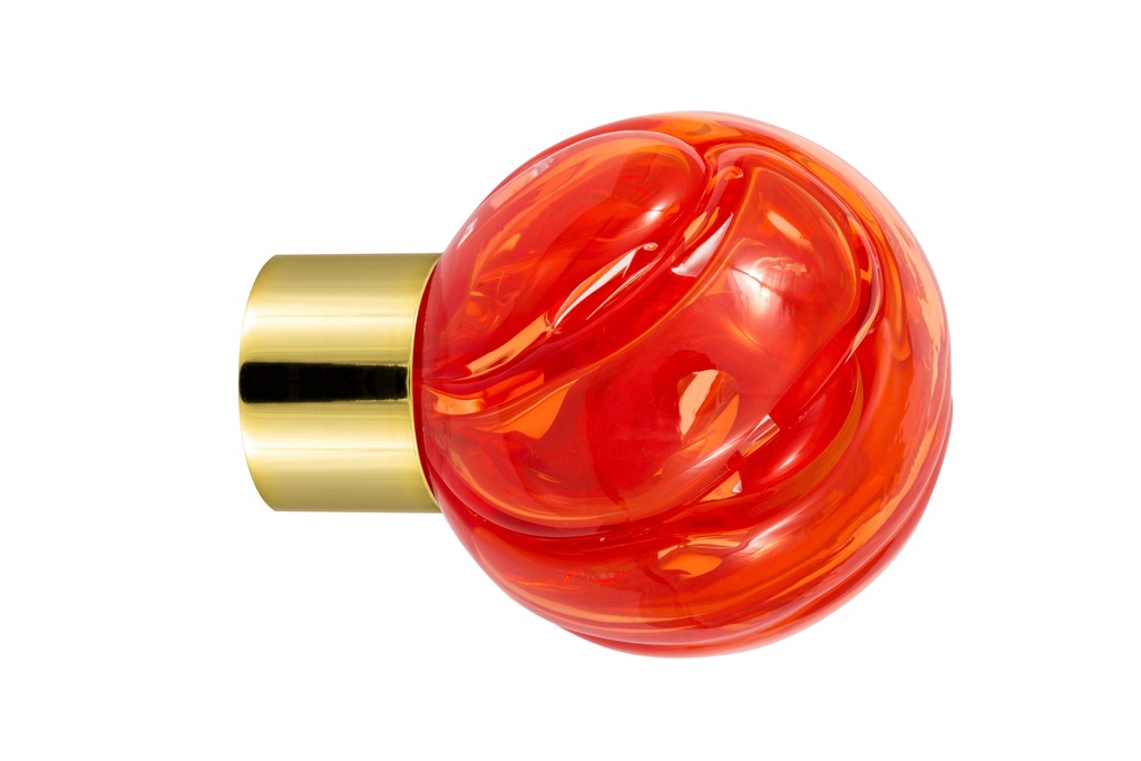 [62101122-3242122] Bouton de meuble collection Lavallière - Rouge Chili - Sphérique Ø35 mm (Embase meuble - Laiton Poli)