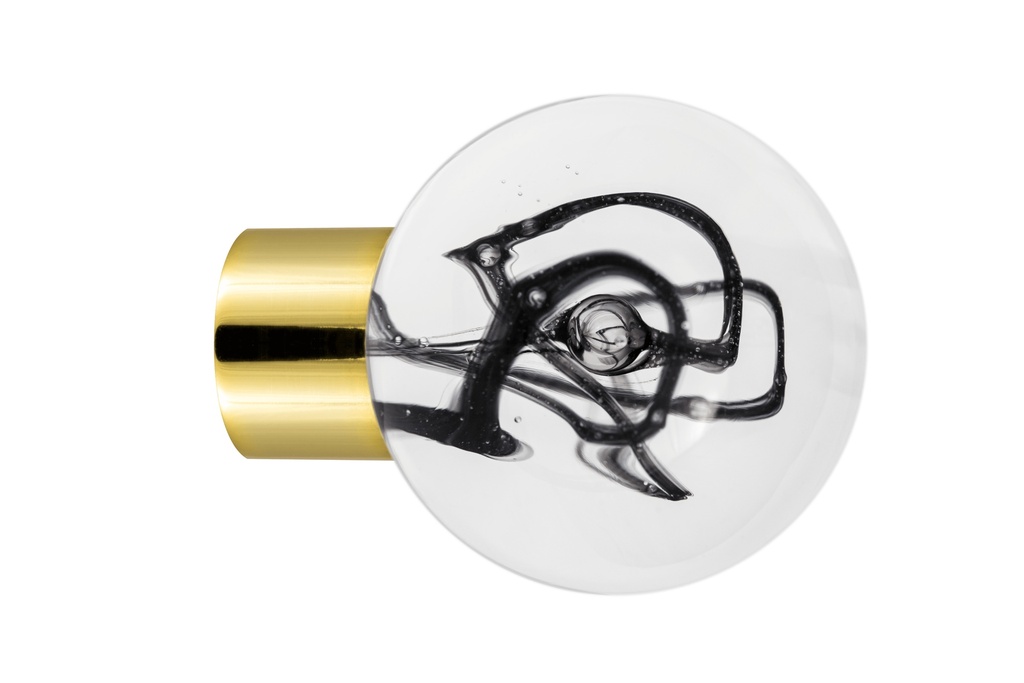 [62401095-3242119] Bouton de meuble collection Tubes de Bulles - Noir - Sphérique Ø35 mm (Embase meuble - Laiton Poli)