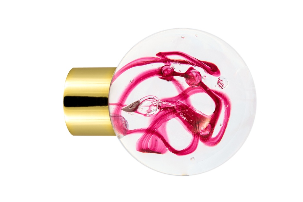 [62401230-3242119] Bouton de meuble collection Tubes de Bulles - Rose Fuchsia - Sphérique Ø35 mm (Embase meuble - Laiton Poli)